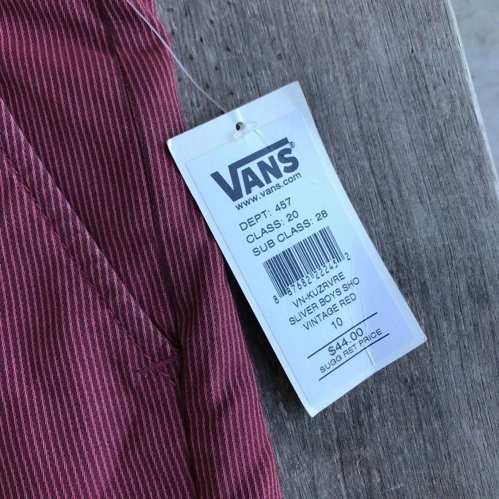 Vans Boys Shorts Size 10 Sliver Vintage‎ Red Striped NEW